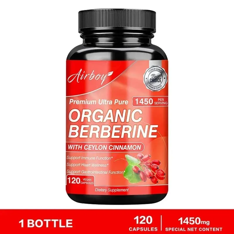 Berberine Capsules - Supports Cardiovascular Health Immune Function Metabolism and Healthy Weight Management