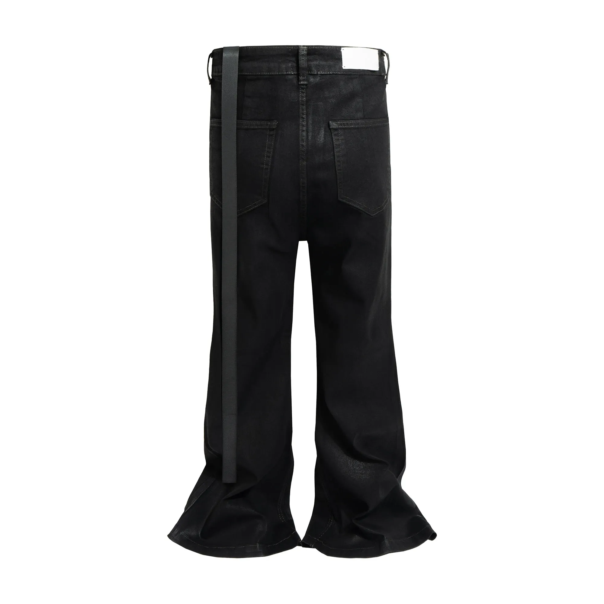 Rivestimento batik vintage Jeans svasati slim fit neri Nastro elasticizzato elasticizzato Y2k Jeans streetwear skinny casual con fondo a campana — image 4
