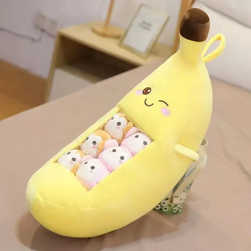 Six Small Toys Inside Cute Cartoon Fruit Plush Pillow Soft Stuffed Sofa Cushion Homdecor Pillow Backrest Children's Gift — image 11
