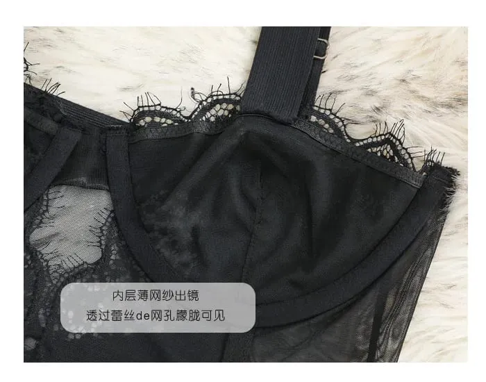 With bra integrated sexy ultra-thin transparent hollow body shaping coat female lace underwear women bodysuit — image 4