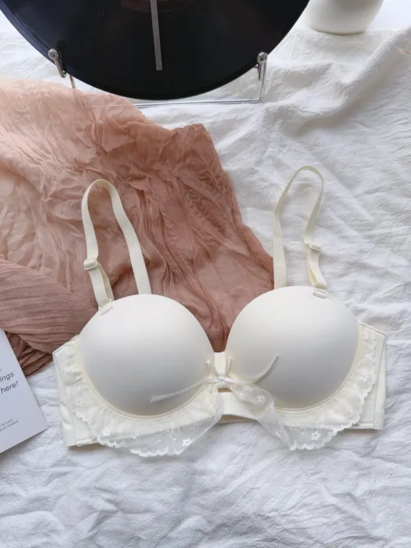 Kırmızı Yarım Fincan Dantel Sutyen Seti Küçük Sandıklar için Ayarlanabilir Destek Anti-Sarkma Push Up Seksi iç çamaşırı seti Kadın Doğum Günü Hediyesi
