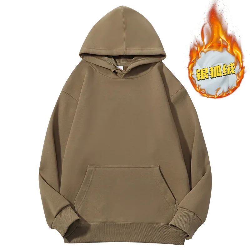 Customized Your Brand Logo DIY Design 600GSM Mens Hoodies High-quality Women Sweatshirt Solid Color Cotton Loose Streetwear — image 51