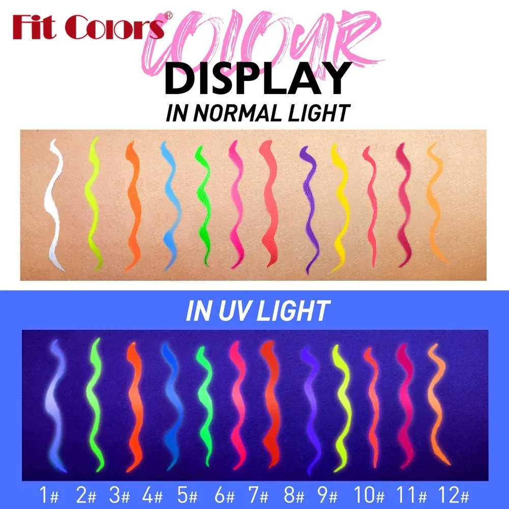 UV Fluorescent Glow Liquid Eyeliner Pen Waterproof Face Color Paint Neon Colorful Halloween Christmas Party Art Stage Eye Makeup — image 5