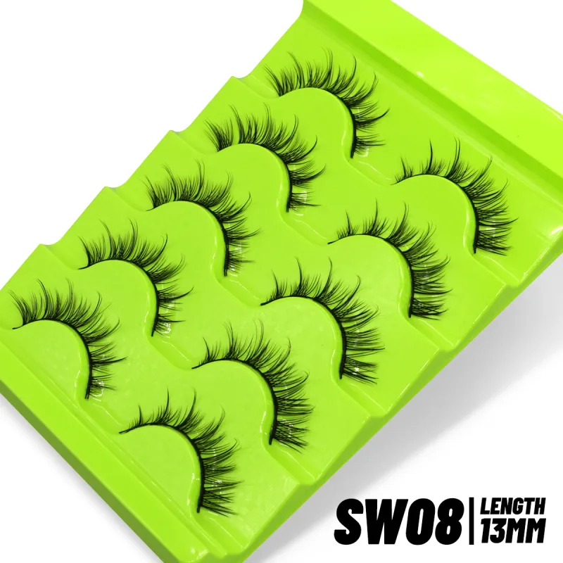 Cat eye Lashes 5/6 pairs Clear Band Lashes Natural Look 6D Wispy Eyelashes False Lashes Eyelashs Extension