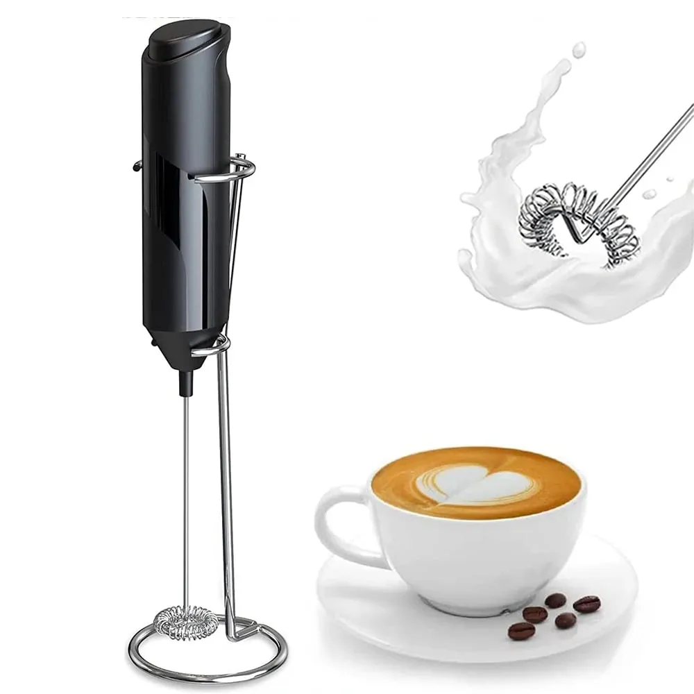 Electric Milk Frother Coffee Maker Handheld Whisk Beater Foam Maker Drink Mixer With Stand Kitchen Milk Coffee Egg Stirring Tool — image 2