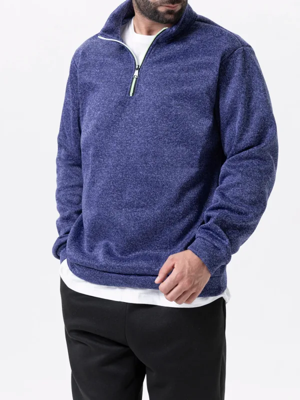 Men Sweatshirts Autumn Thicker Pullover Half Zipper Pullover Male Winter Solid Color Turtleneck Sweater Hoody Outdoor Sweatshirt — image 5