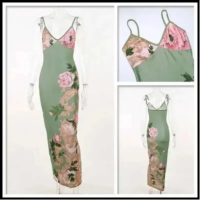 Townlike Elegant Long Maxi Dress Women Spaghetti Strap 2023 Summer Dress Slim Bodycon Backless Nightclub Sexy Party Dresses