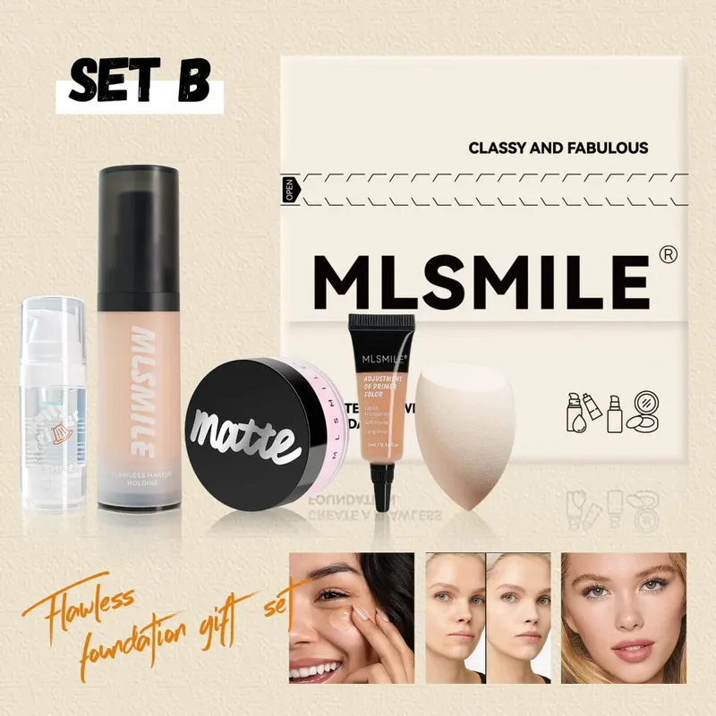 Professional Makeup Set For Flawless Base Oil Control Loose Powder Matte Primer Liquid Foundation Concealer Moisturizing Gift