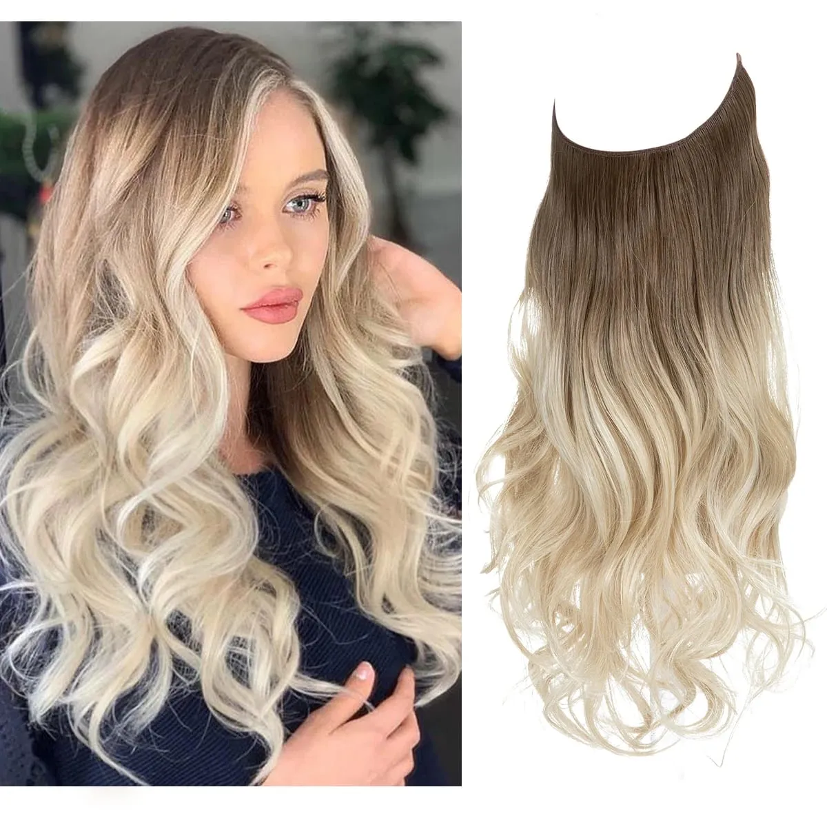 Premium Synthetic Invisible Wire With Clips Natural Hair Extension False Long Wavy Daily Use Clip In Hair Piece For Women — image 13