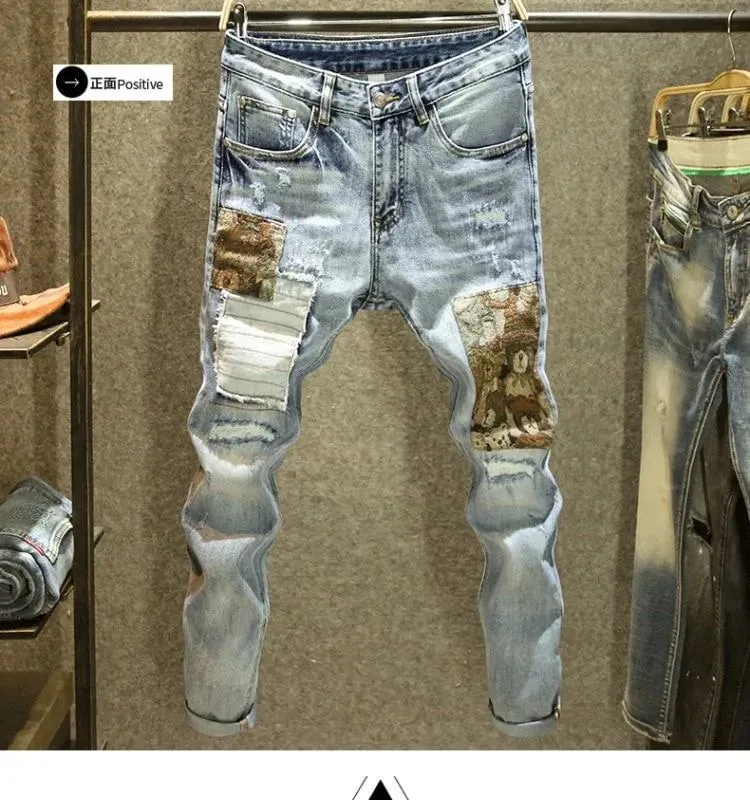 2024 Spring and Autumn New Fashion Trend Printed Stretch Jeans Men Casual Slim Comfortable Breathable High-Quality Jeans 28-36 — image 7