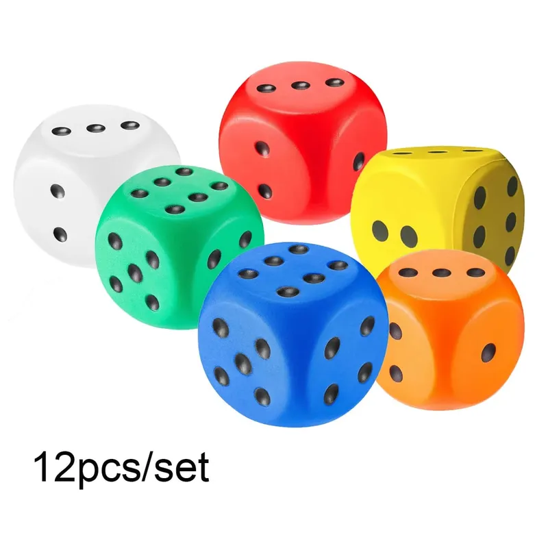 6/12pcs/set Large Foam Dice Soft Jumbo Dot Dice 6 Sided Foam Dice Fake Jumbo Dice Rebound Dice