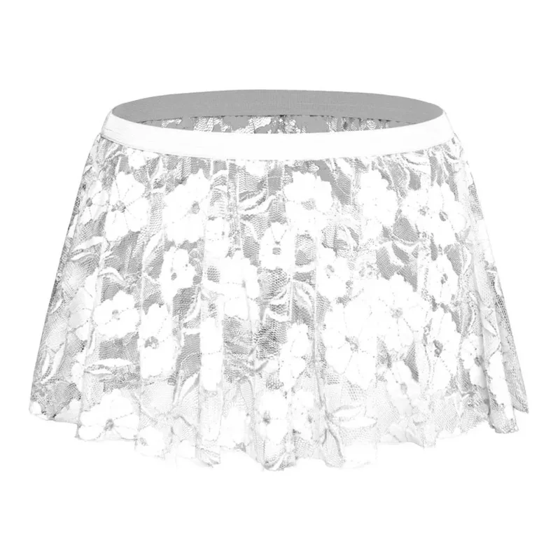 Men Solid Lace Skirt Mesh See Through Para sa Lingerie Low Para sa Rise Pleated Skirts See Through Bodycon Bottom Para sa Party Evening