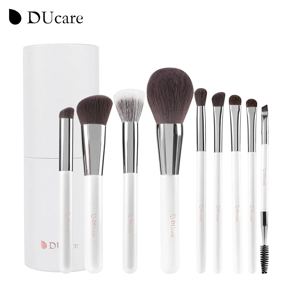 DUcare Makeup Brush Set 9pcs Foundation Blending Powder Blush Concealers Eyeshadows Brushes Must Have Beginner Use With Holder — image 1