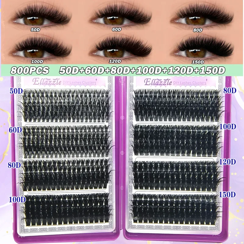 40D-150D Lashes Cluster DIY Lash Extension Mixed Tray Clusters Øjenvipper Fluffy Volume Individuelle vipper Cat Eye Lash Extension — image 10