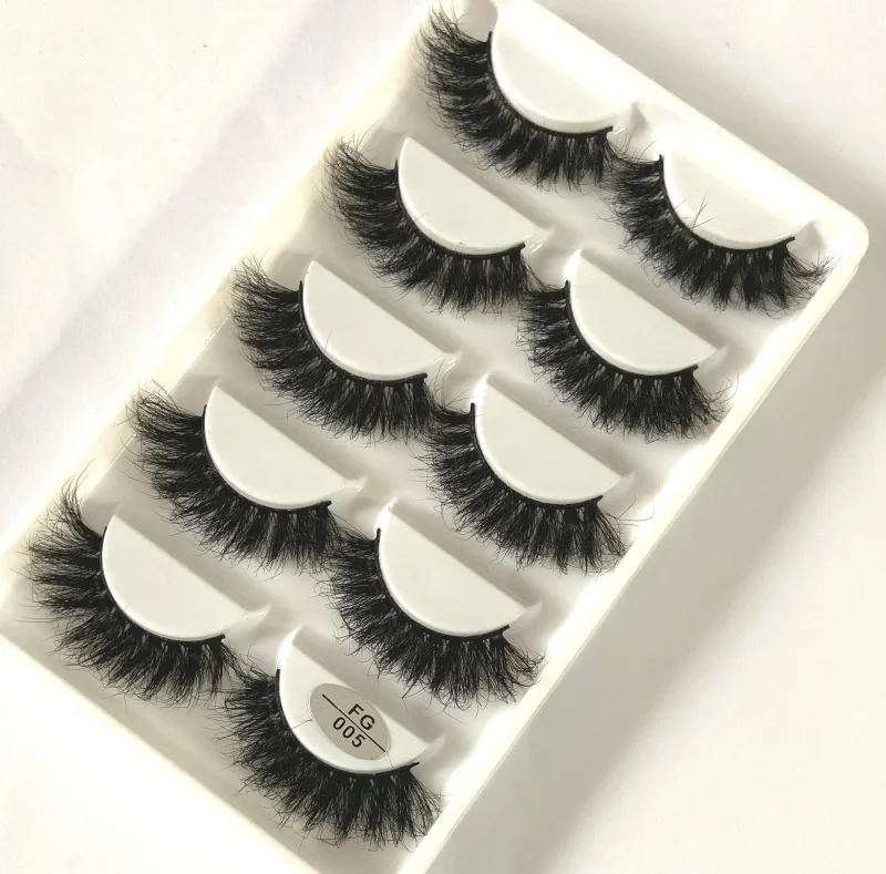 5Pairs Handmade Mink Lashes Short False Eyelashes Dense Natural Long Messy Eye Lashes Reusable Stage Makeup Eyelashes — image 8