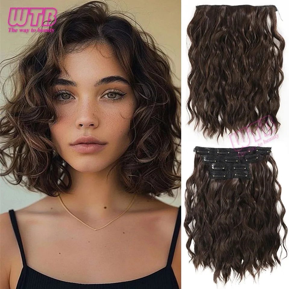 Synthetic Heat Resistant Hair Extensions Multi Color Clip-in Body Wave 12inch 4 PCS Double Weft for Women Girl Daily Party Use — image 14