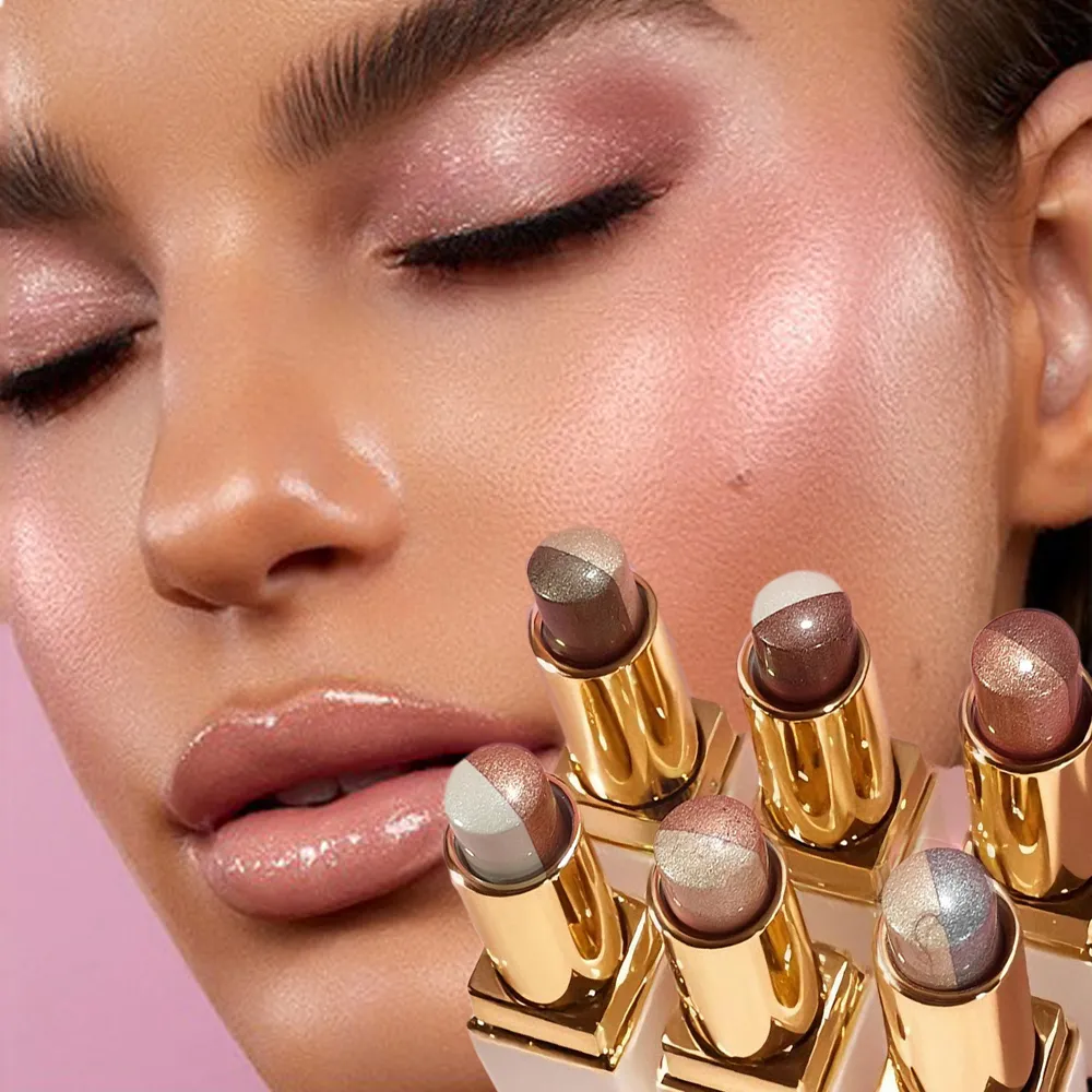 Double Color Eyeshadow Stick Glitter Highlight Shadow Stick Eye Makeup Waterproof Lasting Shimmer Metallic Eyeshadow Makeup