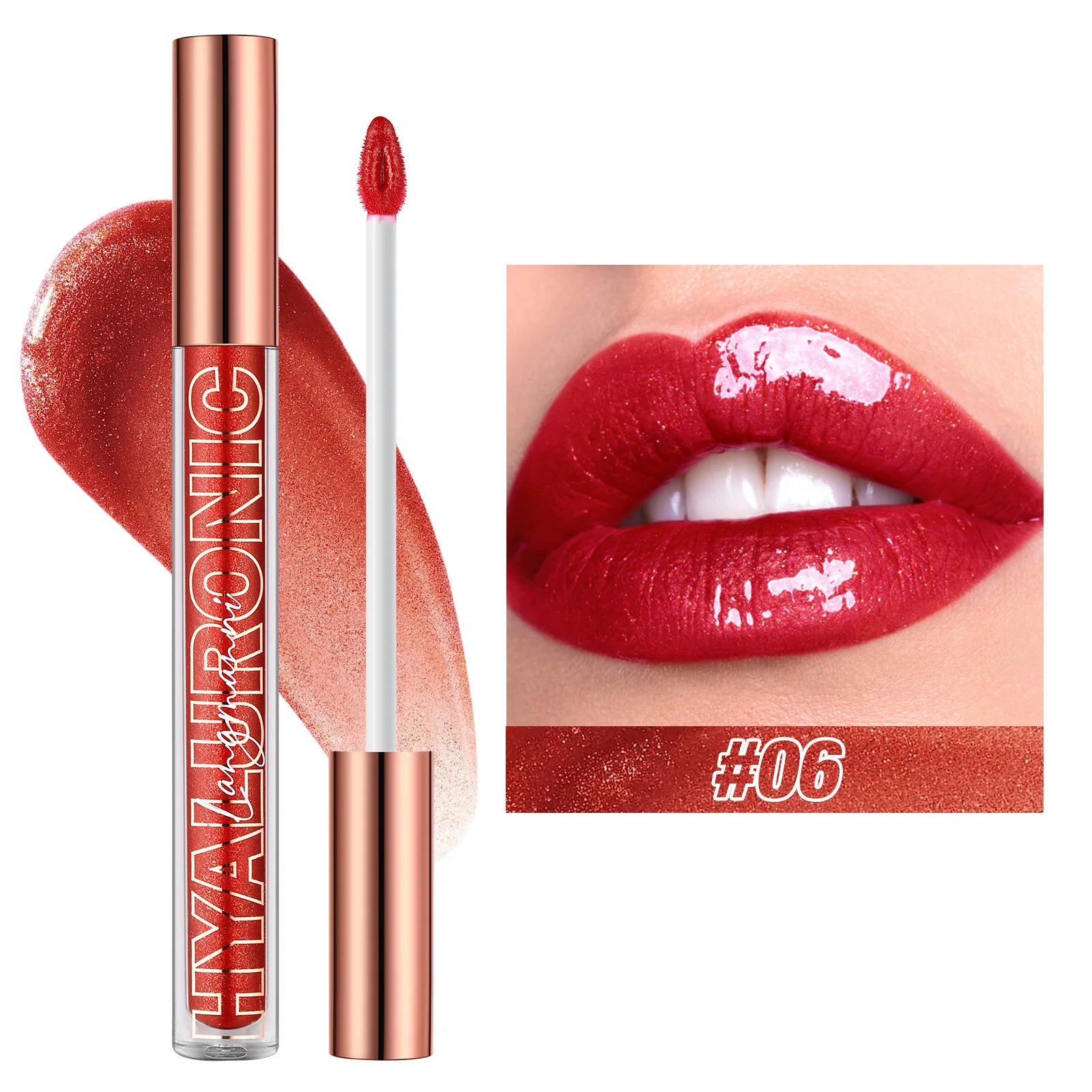 Pearlescent Glitter Plumping Lip Gloss Diamond Glitter Nude Pink Liquid Lipstick Shiny Glass Waterproof Sexy Lip Tint Lip Makeup — image 12