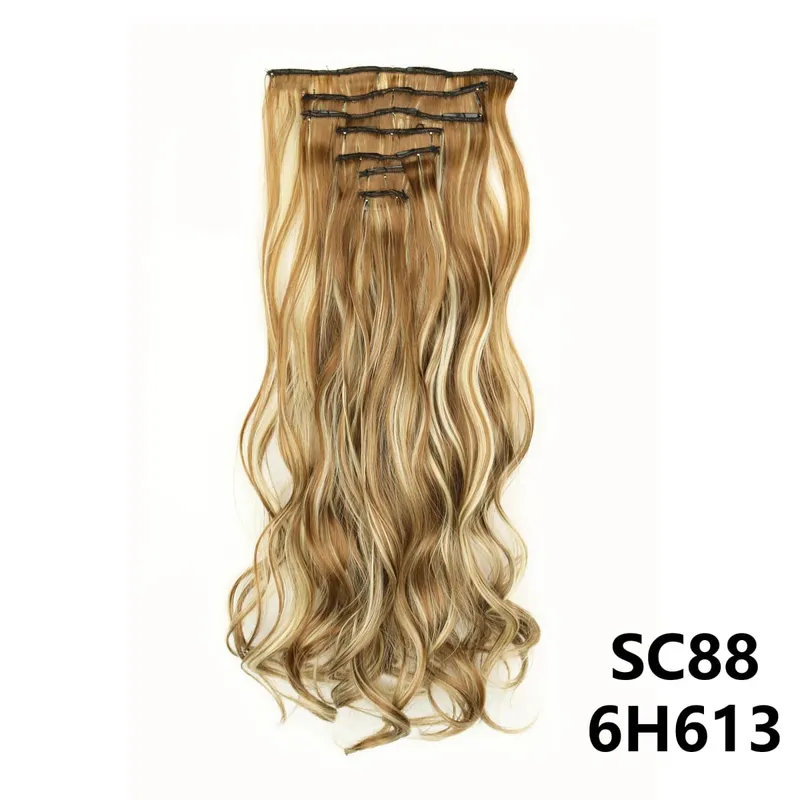 Long Straight Synthetic 16 Clips In Hair Extensions 7Pcs/Set High Temperature Fiber Black Brown Blonde Hairpiece For Women — image 28