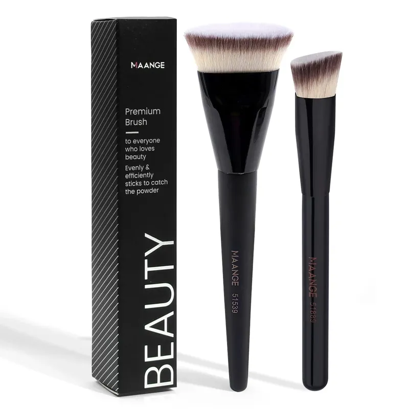 Pinceau de maquillage impeccable, plat/Angle, pour fond de teint, Contour sous les yeux, pour crème liquide, outils de beauté, 2 pièces