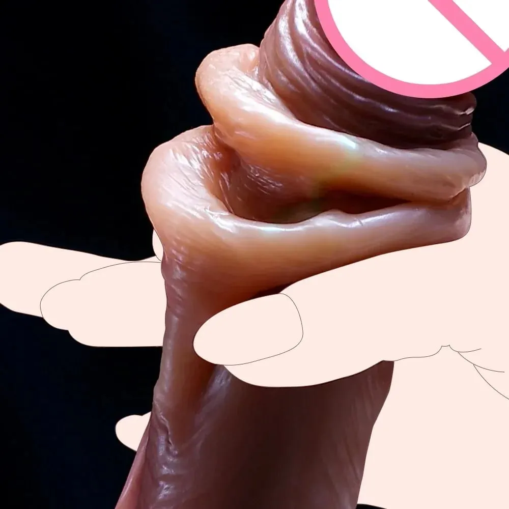 Realistic Dildos Artifical Penis Sliding Foreskin Dildo Anal Vaginal Stimulation Strapon Dildo Man Dick Adult Sex Toys For Woman