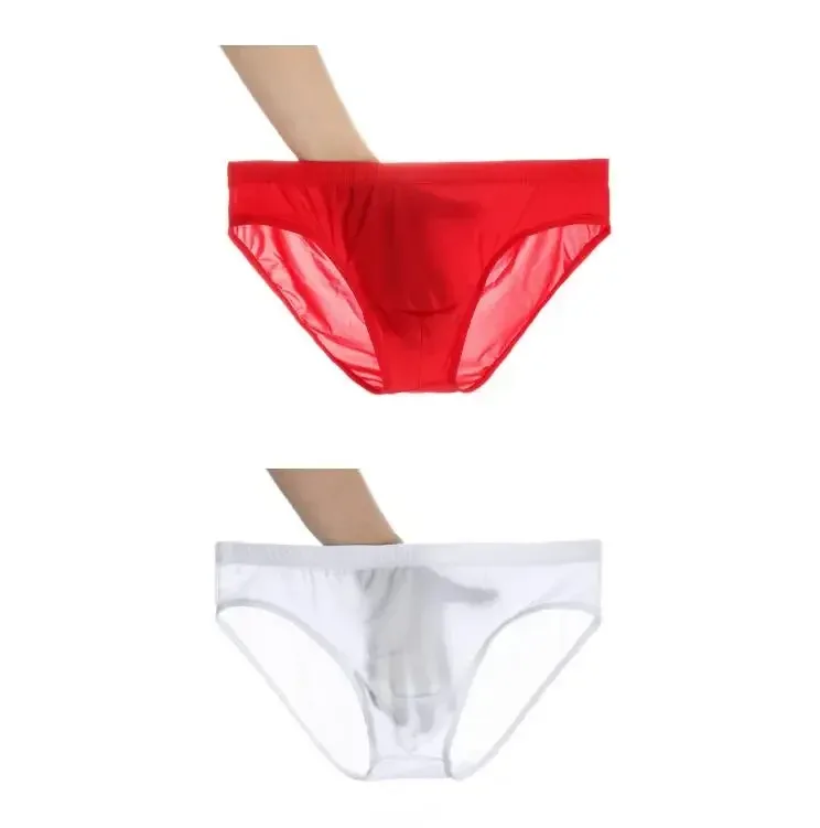 2 ADET Ultra Ince Buz Ipek Külot Erkekler Artı Boyutu M-4XL Düz Renk Gençlik Saydam Düşük Bel Nefes Seksi Erkek Külot — image 23