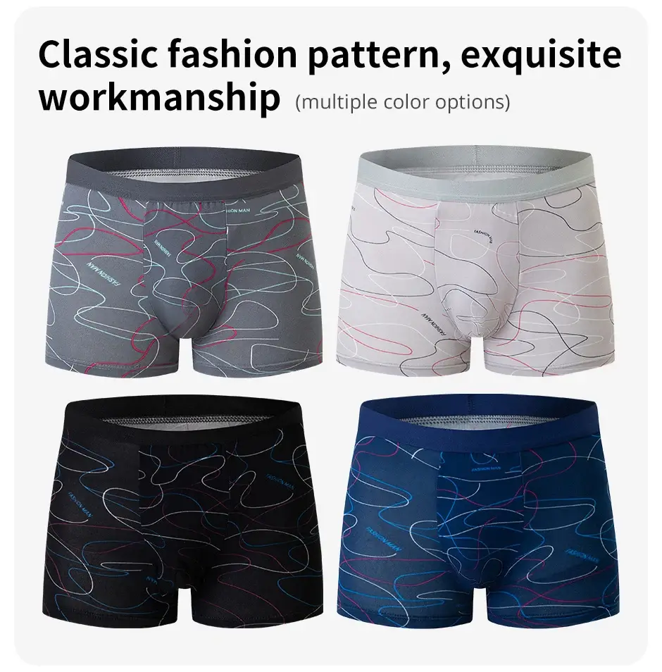 4-delig HERENMODUS Bedrukt ondergoed Ademende kruisboxers voor tieners Comfortabel grote maten ondergoed tot 6XL. — image 5