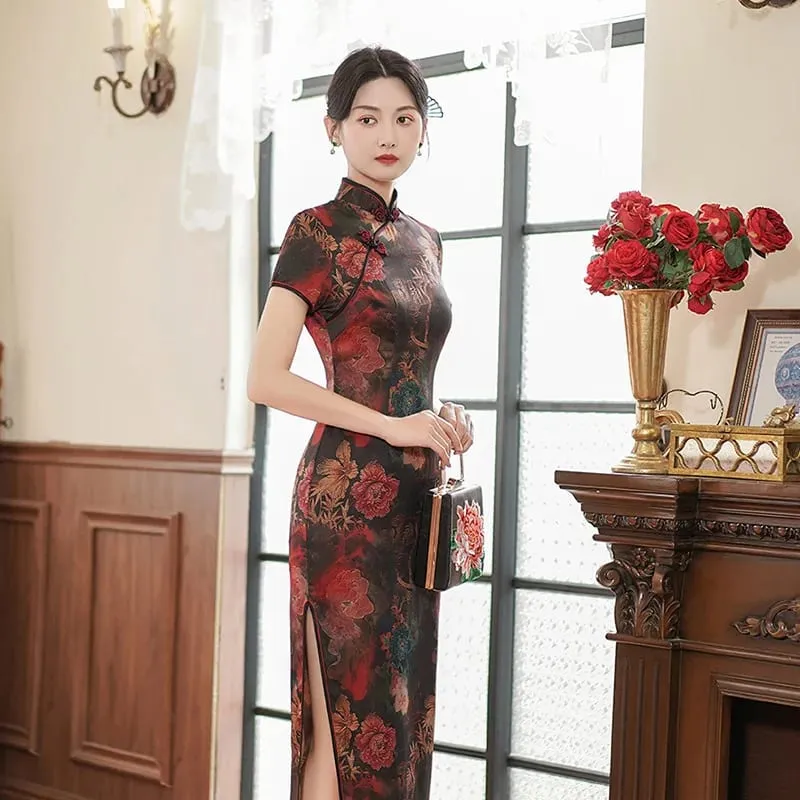 패션 의류 파티 빈티지 캐주얼 여름 우아한 중국어 번체 의류 Cheongsam 중국어 드레스 Qipao 민족 스타일