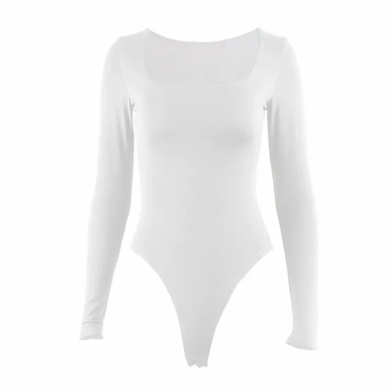 Long Sleeve Bodysuits Spring 2025 Square-Cut Collar Solid Bodycon Elastic Romper Sexy Y2k Women Clothing Fashion Club Party 2520 — image 11