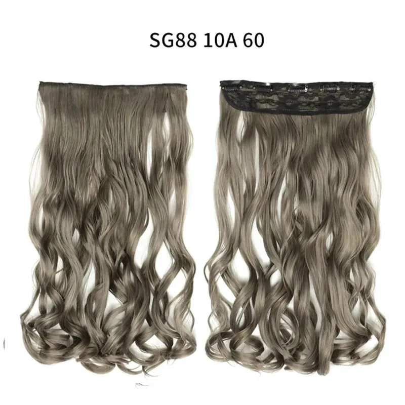 Long Straight Curly One Piece 5clips Clip-in Extensions 22Inch Heat Resistant Hairstyles Colour Mix Blonde Hair Piece For Women — image 43