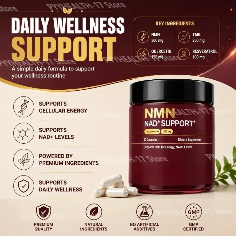 NMN NAD+ Support Supplement 1000mg with TMG & Quercetin for Cellular Energy Healthy Aging & Antioxidant Support 60 Capsules — image 5