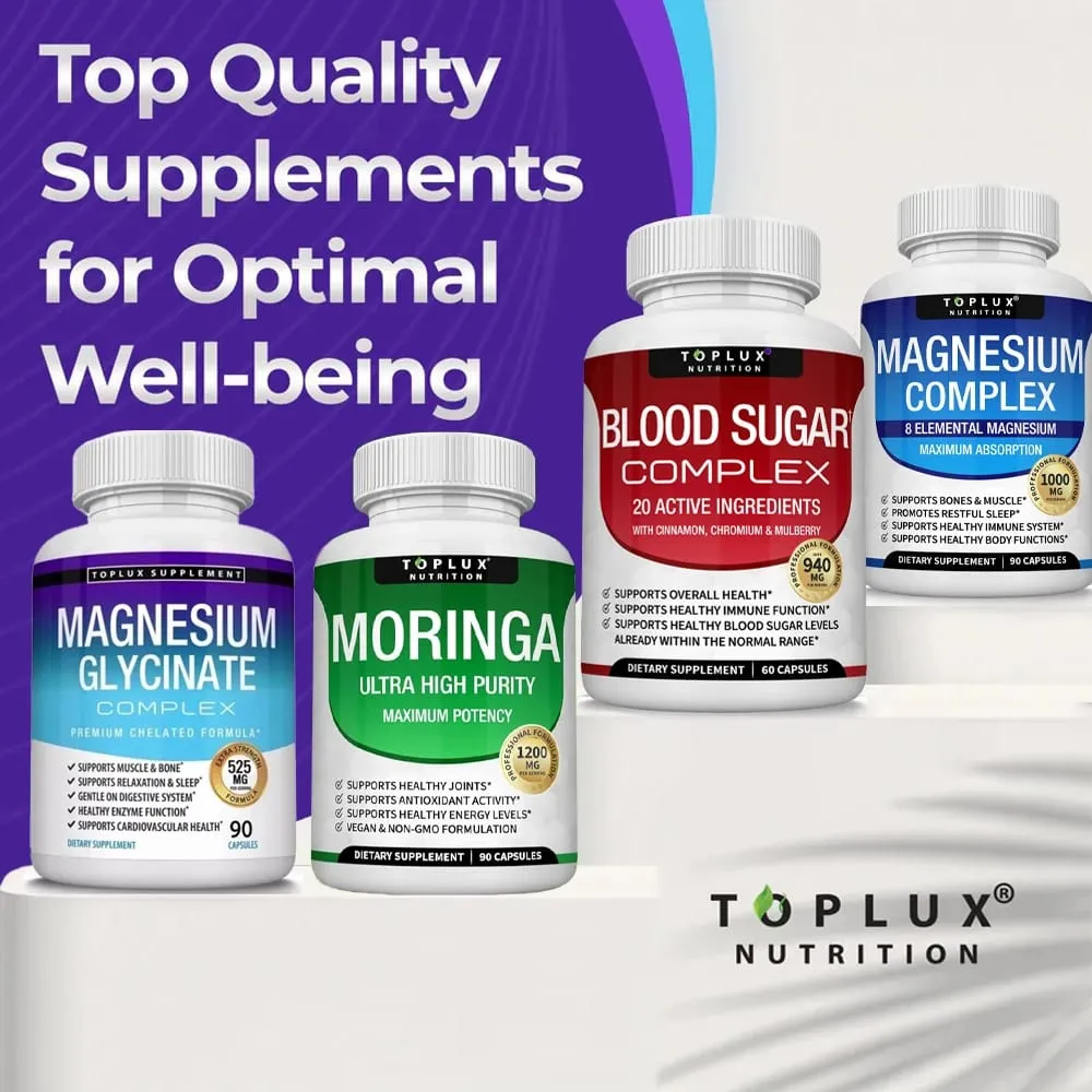 Prémium magnézium komplex kiegészítő 1000 mg magnézium-glizinát 525 mg vércukor komplex 940 mg moringa kapszula 1200 mg nem GMO — image 6