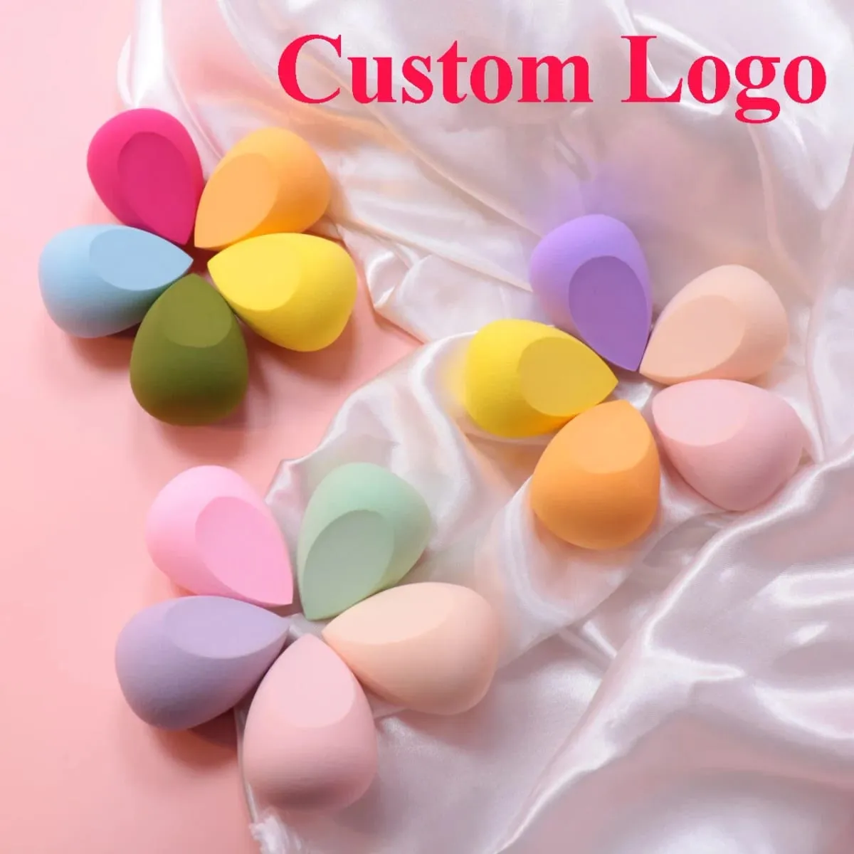 25pcs Custom Logo Beauty Color Cosmetic Blender with box Customize Make Up Private Label Latex Free Clear Box Makeup Sponge