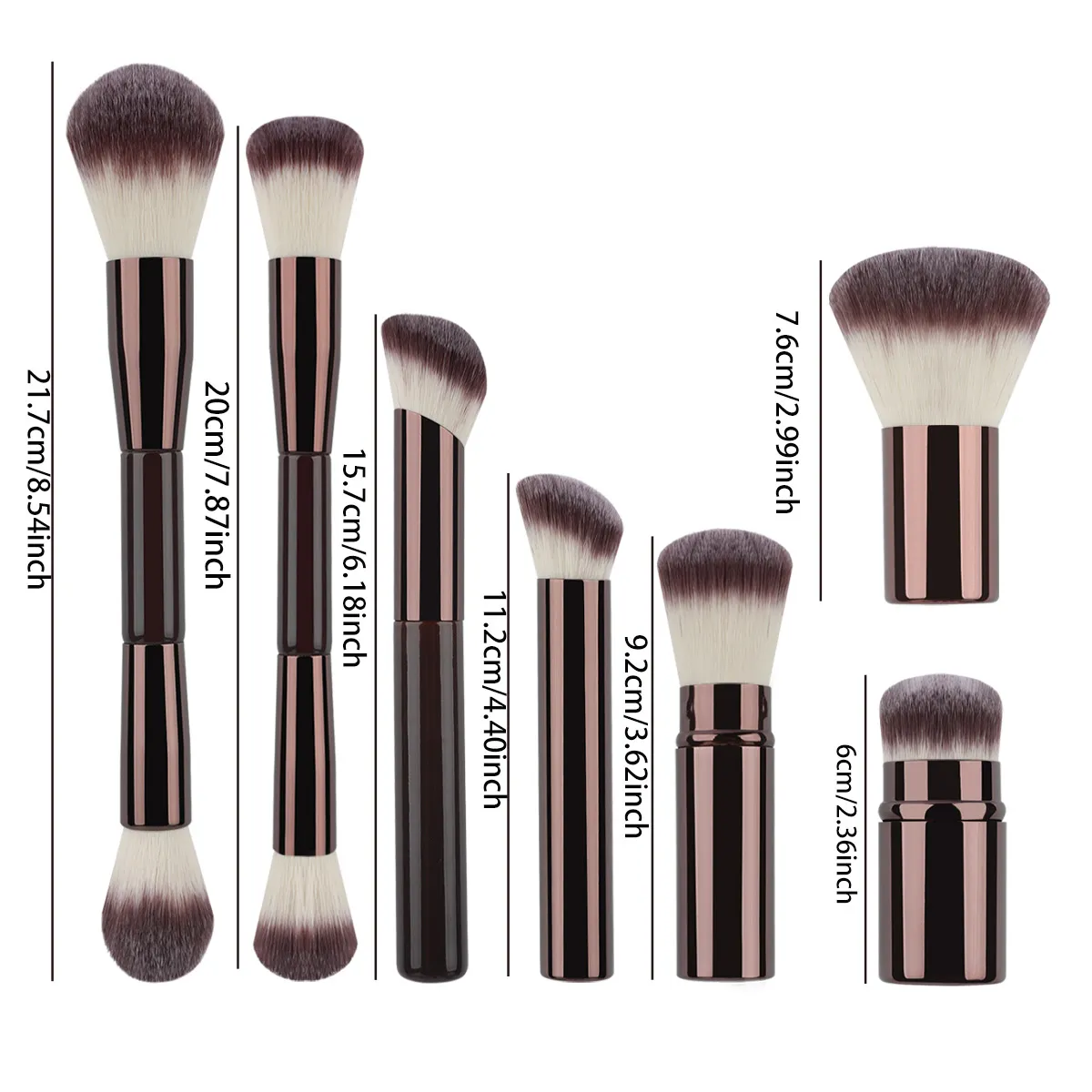 7PCS Makeup Brushes Set Double Head Foundation Brush Face Contour Sculpting Makeup Tool Soft Fluffy Loose Powder Brush — image 2