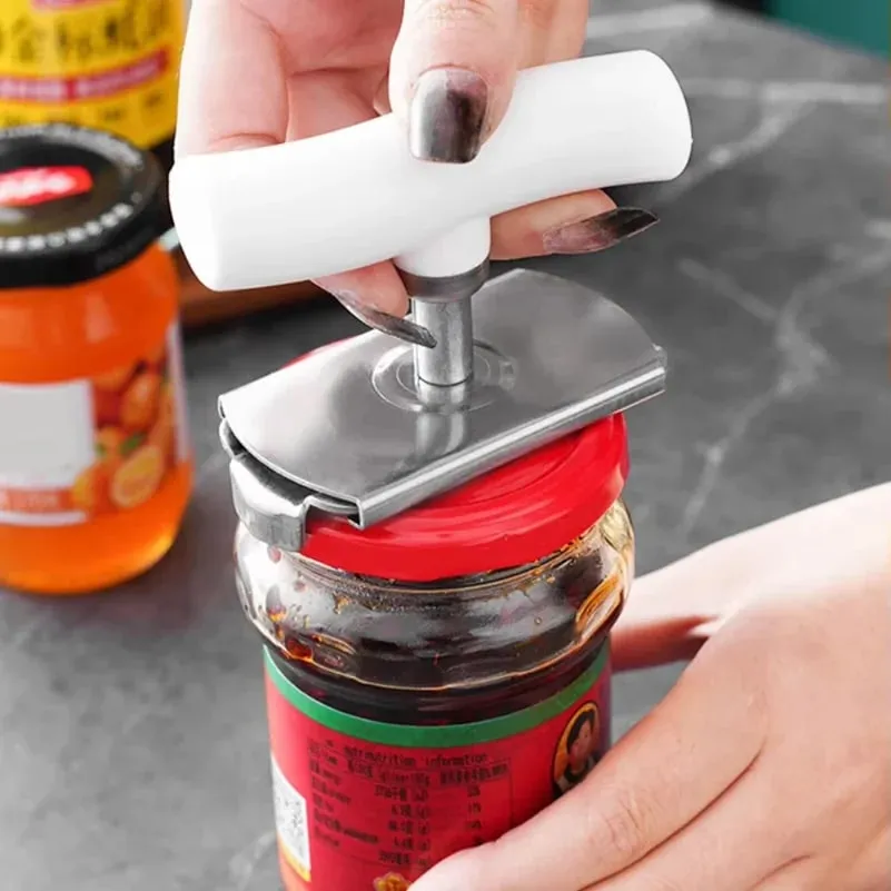 Apriscatole multifunzione con coperchio regolabile in acciaio inossidabile Apriscatole a vite salva-lavoro Gadget da cucina — image 5