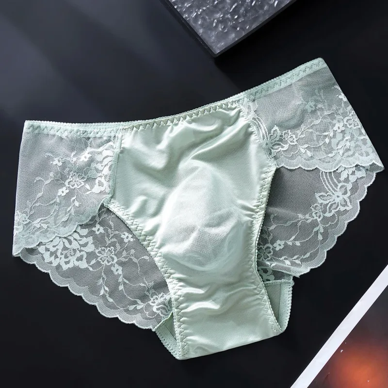 Men Lace Briefs Seamless Ice Silk Briefs Underwear 3D Bulge Pouch Low Waist Gay Panties — image 8