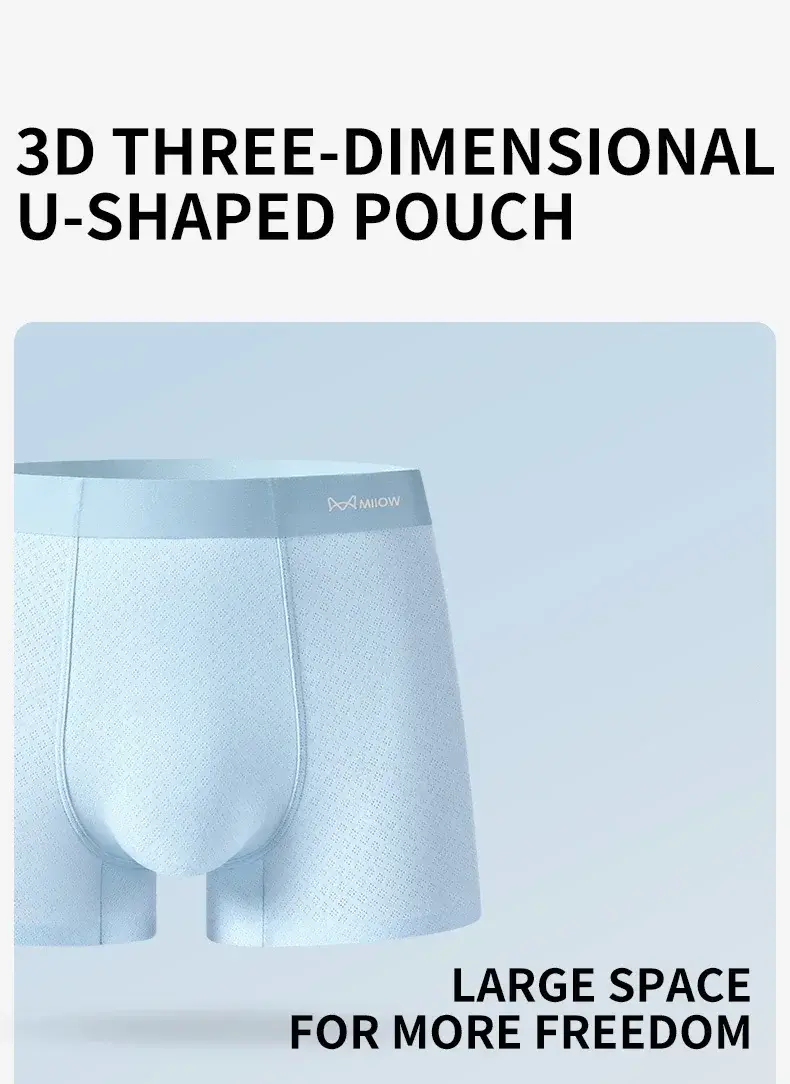 MiiOW 3Pcs Ice Silk Men's Underwear Boxers 7A Antibacterial Men Panties Breathable Mesh Mens Underpants Summer Man Boxer Briefs — image 6