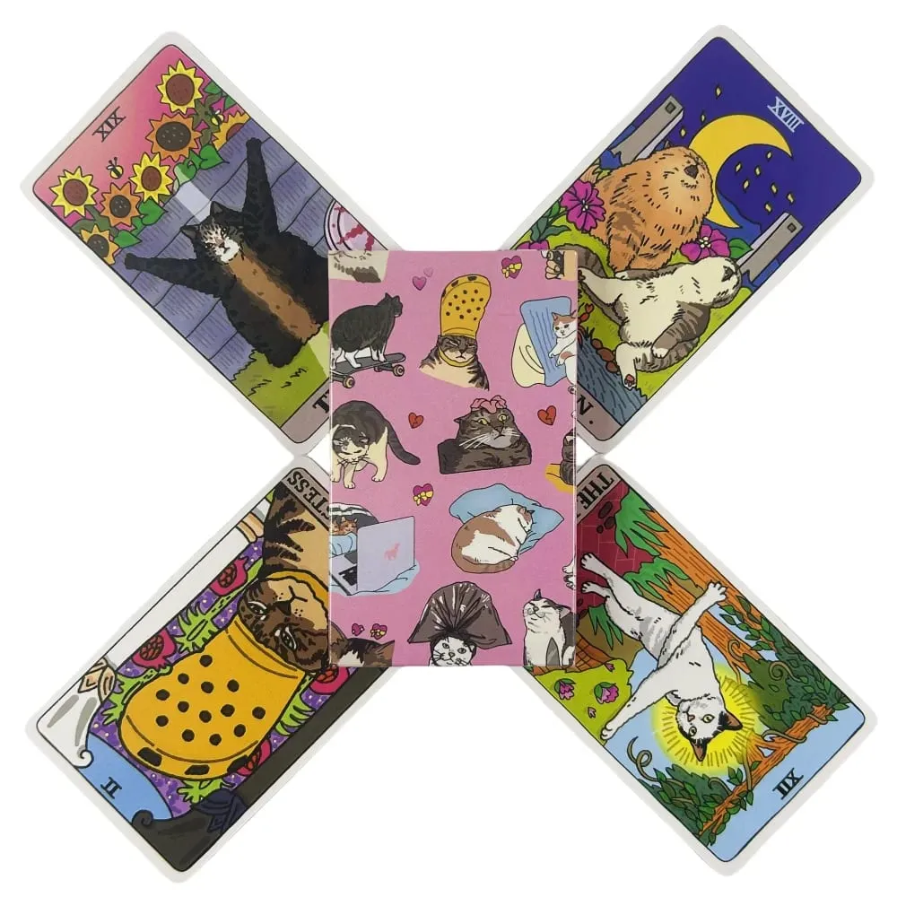 1pc Cat Meme Tarot Cards Fate Divination 22pcs Oracle Cards Party Entertainment Board Game Cards — image 6