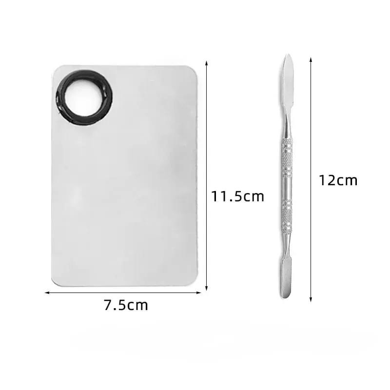 Makeup Mixing Palette Upgrad Stainless Steel Metal Mixing Tray with Spatula Artist Tool for Mixing Foundation Nail-Art — image 4