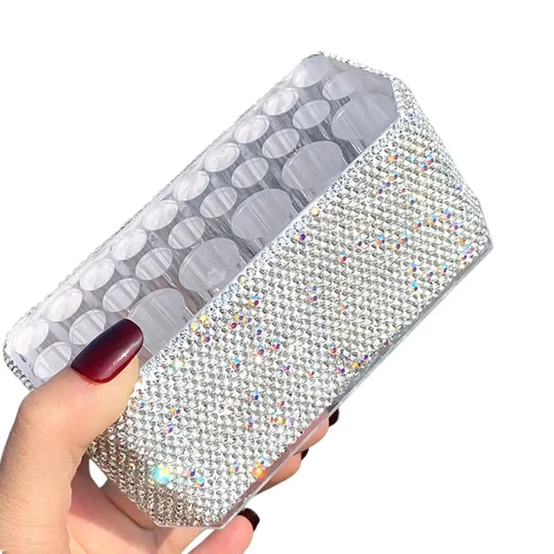 Acrylic Makeup Brushes Holder 26 Holes Rhinestone Diamond Cosmetics Storage Box Eyebrow Pencil Sorting Large Capacity Organizer