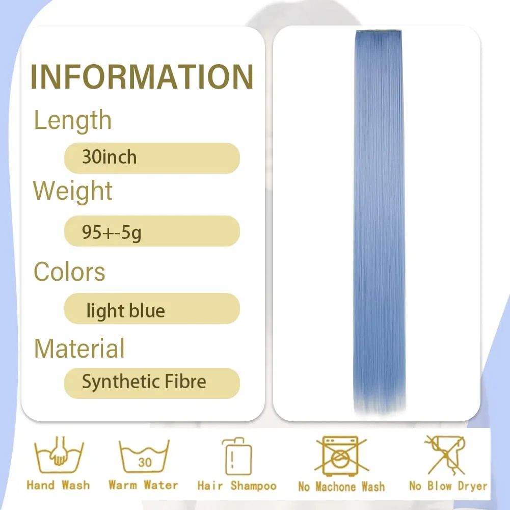 Clip in Hair Extensions Colored Party Highlights 30 inches Multi-colors Straight Hair Synthetic Hairpieces — image 3