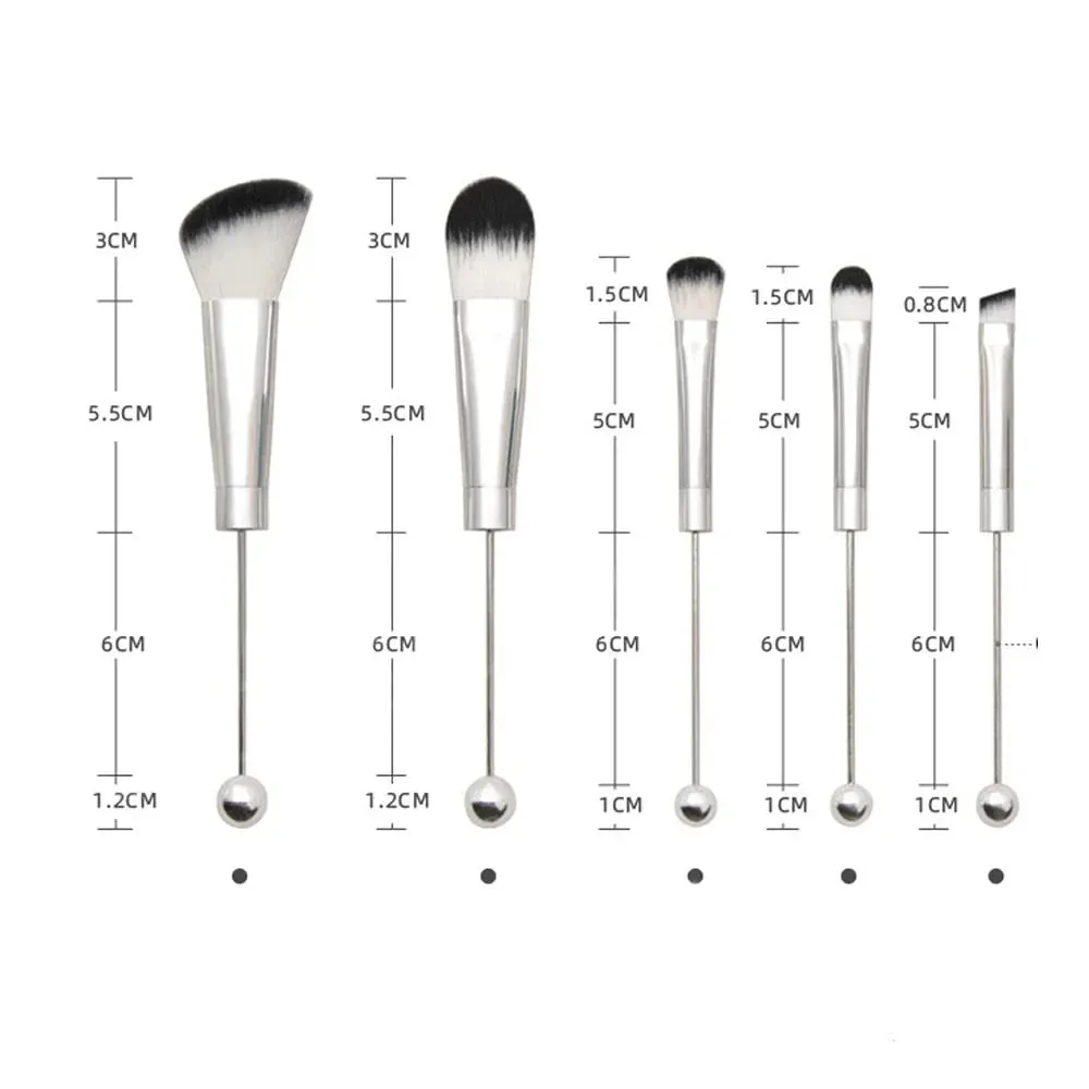 5pcs Beadable Makeup Brushes Unique Brushes Silicone Beads DIY Makeup Cosmetic Brushes Beaded Brushes Kit For DIY — image 5