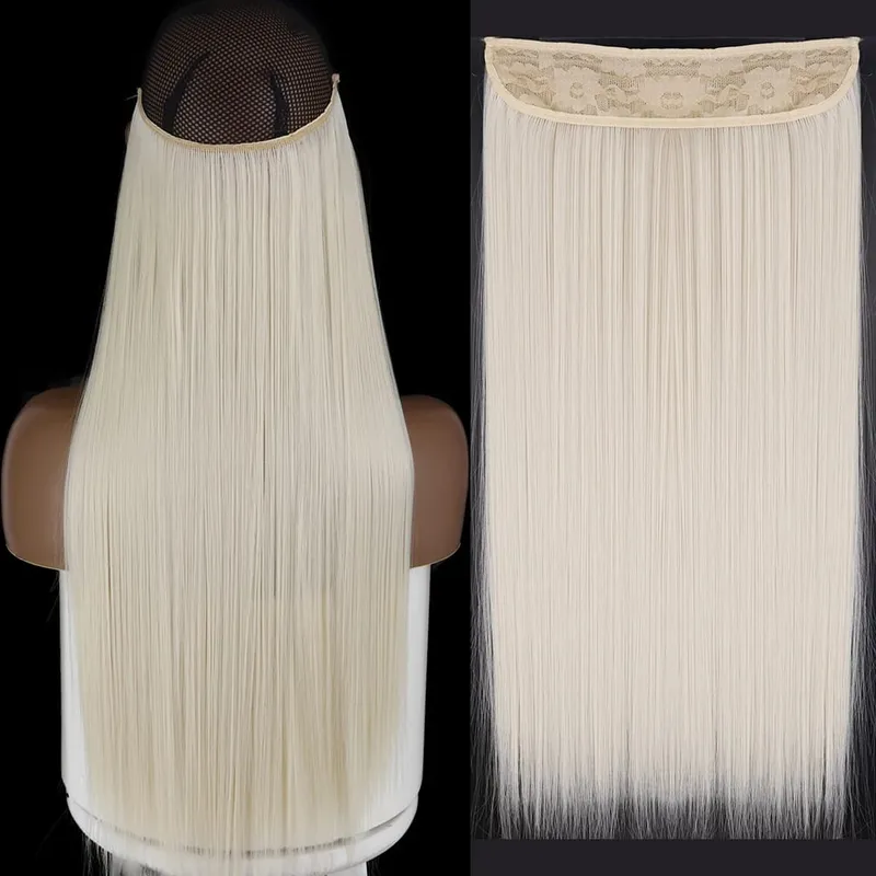 Synthetic No Clip Wave Hair Extensions Hidden Secret False Hairpiece One Piece Fish Line Fake Hair Piece — image 29