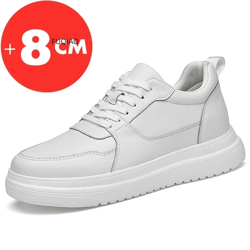Big Size Lift Men Sneakers Elevator Shoes Heightening Height Increase Insole 7-8CM High Heels Shoes Genuine Leather Sport Shoes — image 1