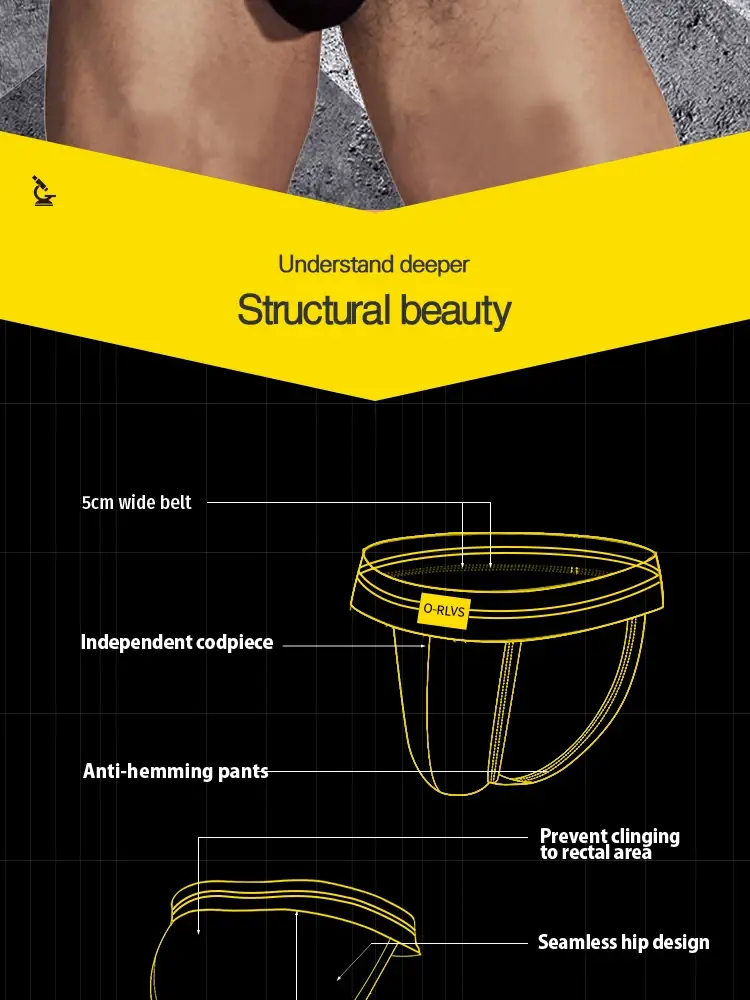 Briefs Male Seamless Hip Design Mens Underwaer Super Large Wide 5cm Elastic Band Independent Codpiece Boy Short Pants 3256807000572618 — image 2