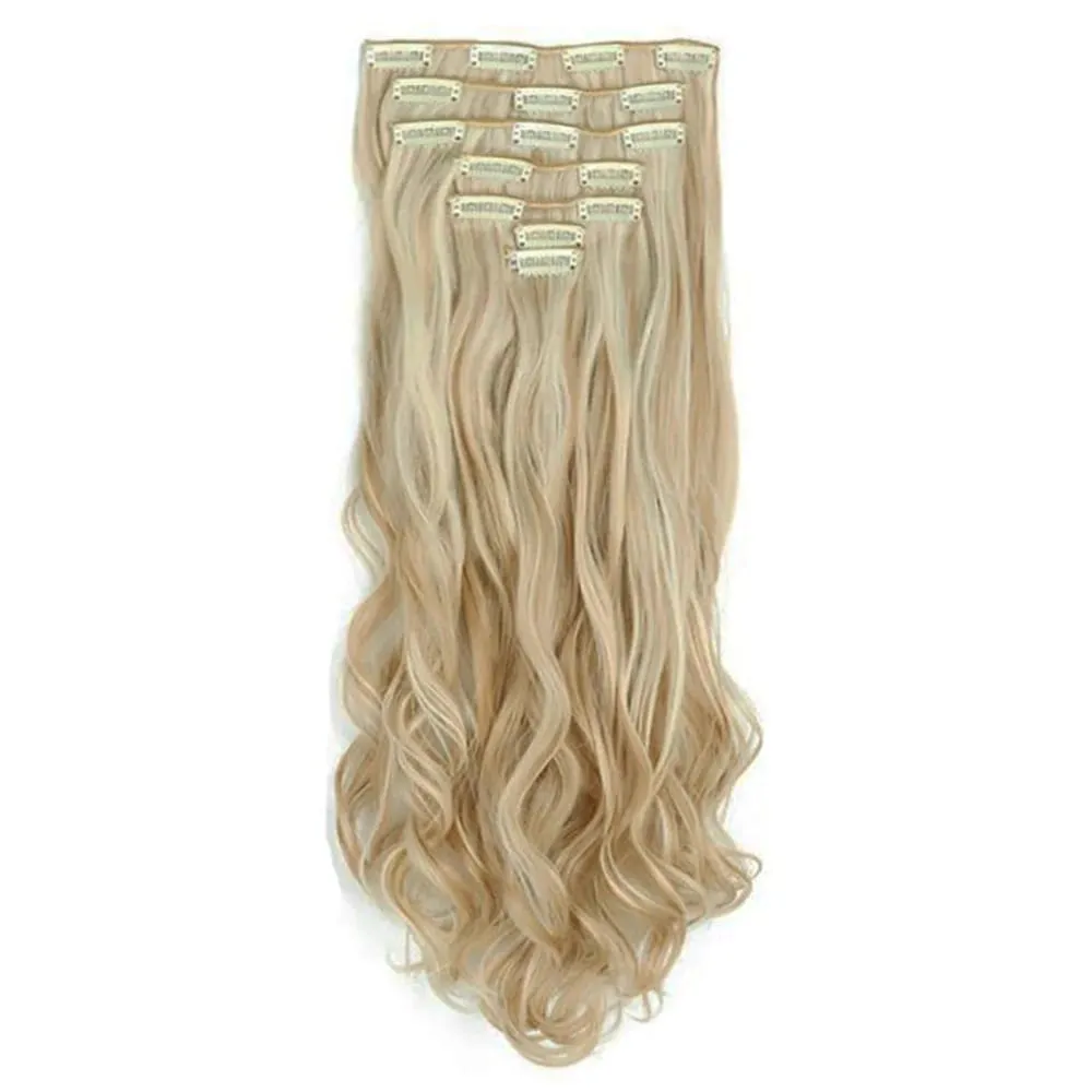 Soowee Synthetic Hair Curly Brown Blonde Clip In Grey Hair Extensions Hairpiece Fake Hair Piece for Women — image 3