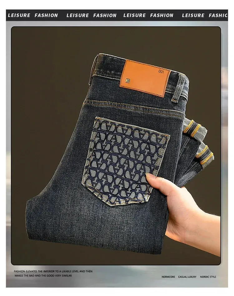 2024 New Light Luxury Jeans Men's Spring and Autumn Versatile High-End Casual Affordable Luxury Fashion Slim Trousers — image 8