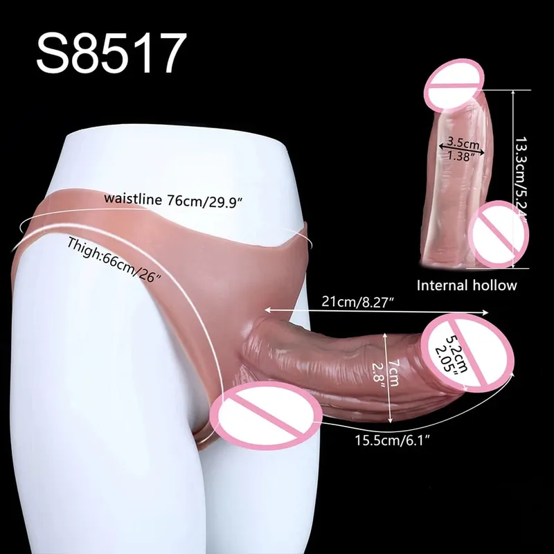 หนา Hollow Dildo ชายสายรัดขนาดใหญ่ Hollow Dildo Dick Extender ซิลิโคนสมจริงอวัยวะเพศชายขนาดใหญ่ของเล่นสำหรับคู่รัก Sex