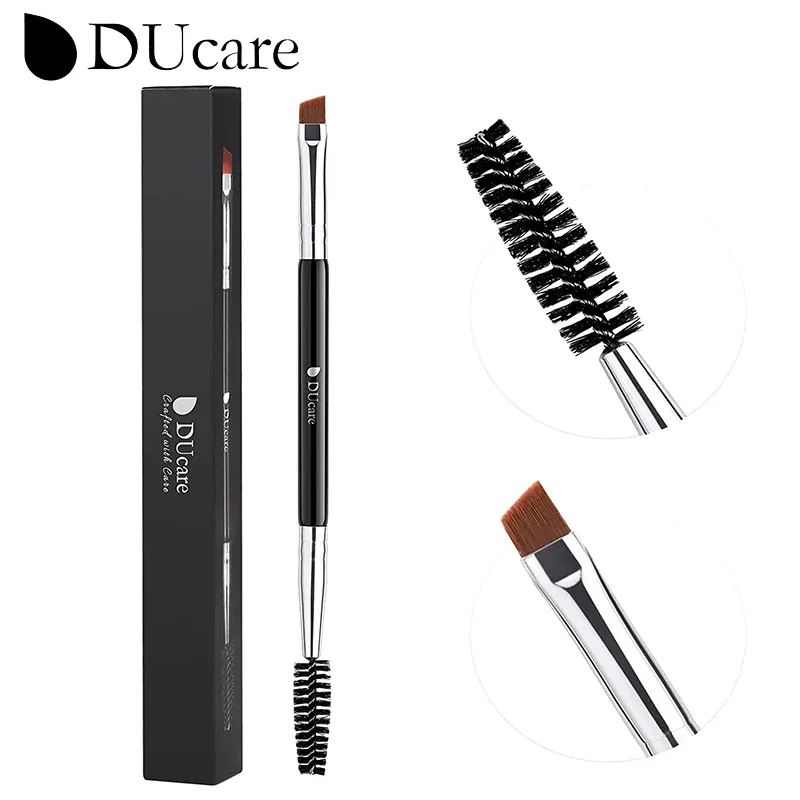 DUcare Wenkbrauwborstel Wimperkam make-upborstels Dual Ended Schuine borstel Spoolieborstel 2 in 1 Wimperwenkbrauwborstelset make-uptool