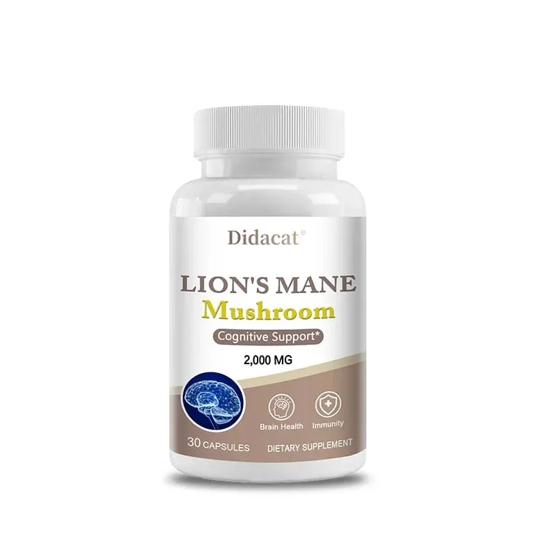 Lions Mane Brain & Focus Supplement - Mushroom Powder Extract Capsules - Non-GMO & Gluten Free to Improve Cognitive Health